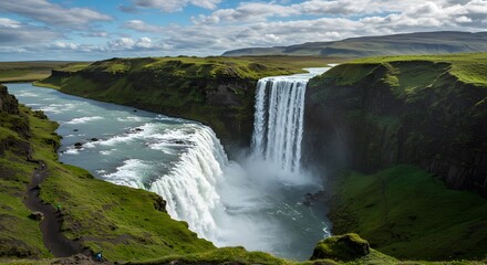 Fototapeta premium Majestic Waterfall Cascading Through a Serene Forest
