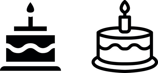 Birthday Cake Vector Icon Set - Festive and Sweet Celebration Graphics