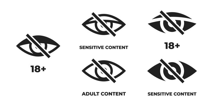 Sensitive content vector signs. Nappropriate content. Censored view icon. Vector illustration