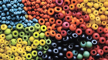 Colorful Beads Background Texture- Assorted Rainbow Colored Round Beads