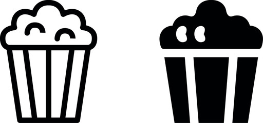 Cinema Popcorn Vector Icon Set - Fun and Tasty Movie Snack Graphics