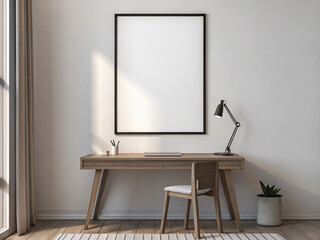 Frame mockup, ISO A paper size. Living room wall poster mockup. Interior mockup with house background. Modern interior design. 3D render