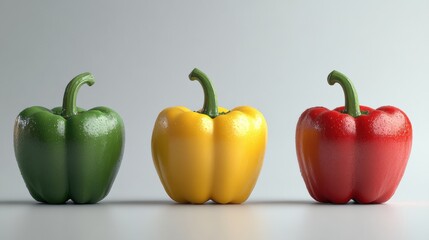 Three Bell Peppers - Red, Yellow, Green