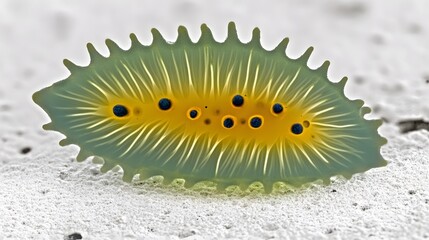 Microscopic Aquatic Creature Detailed View, Abstract Yellow Green Organism