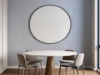 Frame mockup, ISO A paper size. Living room wall poster mockup. Interior mockup with house background. Modern interior design. 3D render