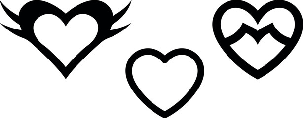 Heart Tattoo Vector Icon Set - Bold and Expressive Love Graphics