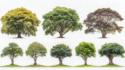 Collection of Isolated Trees on White Background