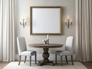 Frame mockup, ISO A paper size. Living room wall poster mockup. Interior mockup with house background. Modern interior design. 3D render