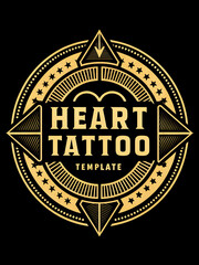 Obraz premium A beautifully crafted Vintage Heart Tattoo Template Design perfect for your creative projects