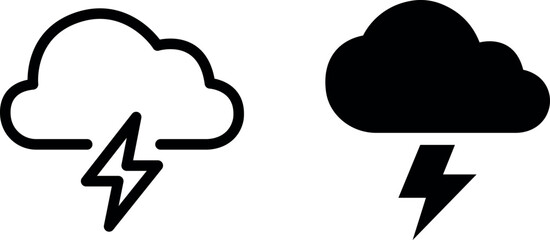 Lightning Bolt and Cloud Vector Icon Set - Powerful and Dynamic Weather Graphics