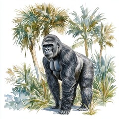 Obraz premium Majestic Gorilla In Lush Tropical Paradise
