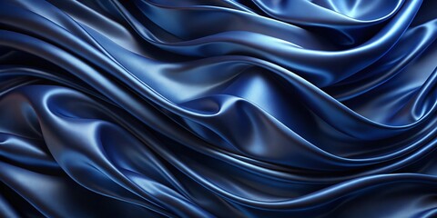 Obraz premium Luxury Dark Blue Silk Wave Abstract Background - Elegant Wallpaper Design for Presentation
