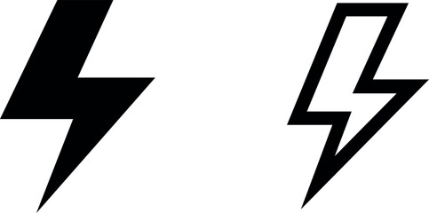 Lightning Bolt Symbol Vector Icon Set - Dynamic and Energetic Graphics