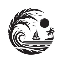 Beach Logo Icon Silhouette Vector Illustration