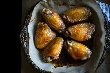 Delicious Glazed Chicken Wings Baked in Rustic Pan