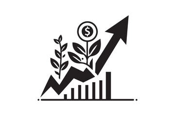 Financial Growth Icon Silhouette Vector Art