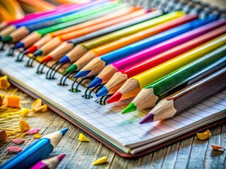 Macro Close-up of a Student's Sketchbook, Pencils, and Notes - Contemporary Education