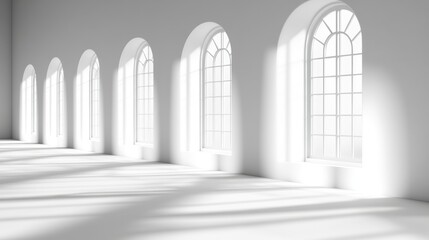 Sunlit White Room with Arch Windows