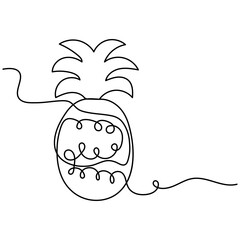 Pineapple  icon  continuous one line drawing  outline vector illustration