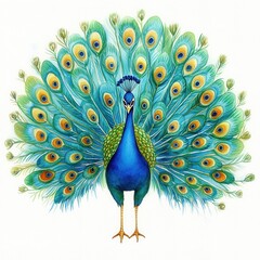 Majestic Peacock With Iridescent Plumage Display