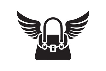 Minimalist Women Bag With Wings Logo Icon Vector Illustration
