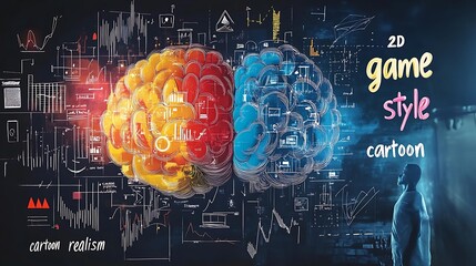 A colorful background with mathematical equations