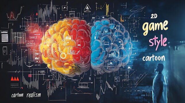 A colorful background with mathematical equations