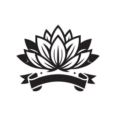 Lotus Flower With Ribbon Banner Logo Icon Vector Illustration