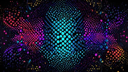 Halftone background with grungy dots and cyberpunk elements

