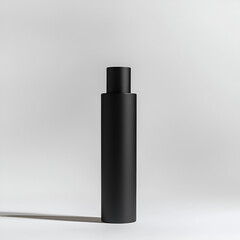 Fototapeta premium Sleek black cylindrical bottle, perfect for showcasing your product. Minimalist design, clean background.