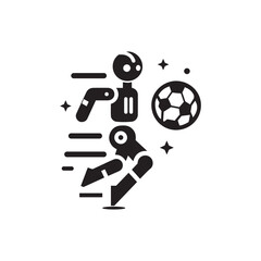 Robot Playing Football Icon Silhouette Vector Art And Illustration