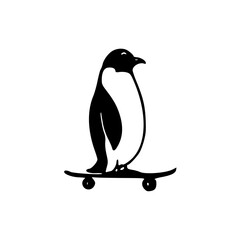 a drawing of a penguin on a skateboard