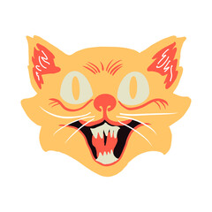 hand drawn and hand lettering animal and fruit and ghost