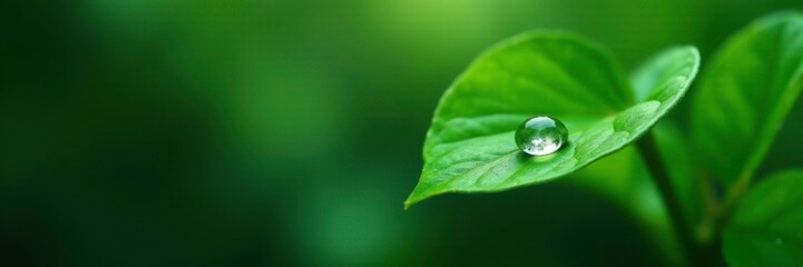 Green leafy plant with a single drop of water on its surface, foliage, nature