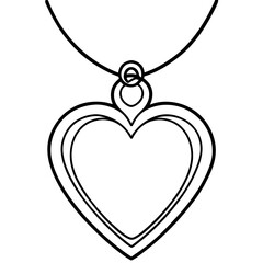 Beautiful Heart-Shaped Pendant Vector Outline