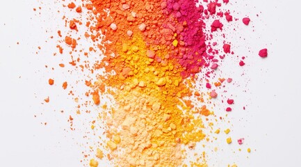 Abstract Color Swirls: A vibrant burst of color explodes in a dynamic composition, showcasing a palette of orange, yellow, and pink pigments swirling and scattering.