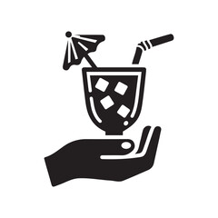 Juice Glass In Hand Icon Vector Art Illustration