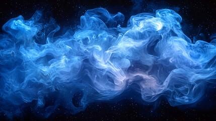 Obraz premium Abstract Blue Nebula: Celestial Smoke Swirls