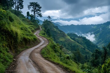 Obraz premium road in mountains, Generative AI