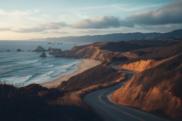 Fototapeta premium sunset over the sea, Generative AI