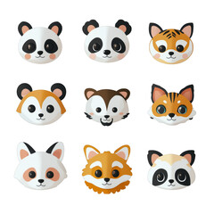 Fototapeta premium Cute Cartoon Animal Faces for Kids and Nursery Decor