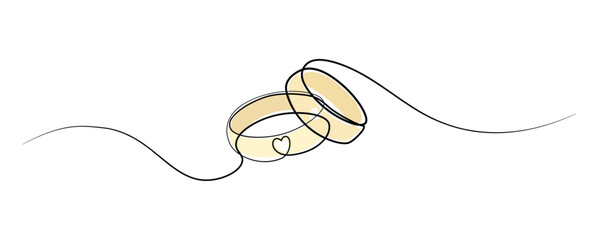 Wedding ring line art style vector illustration