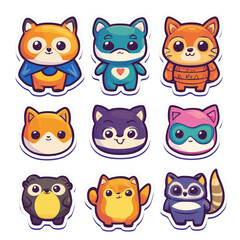 Fototapeta premium Cute Cartoon Animal Stickers for Kids Collection