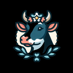 Obraz premium Cute Cow Mascot Logo for dairy brands, milk-tea shops, and kids’ apps — perfect for cups, packaging, and app icons