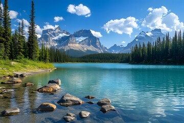 lake in the mountains , Generative AI	
