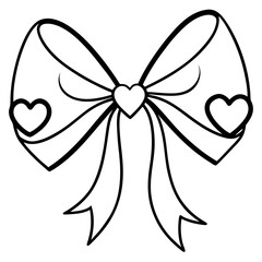 Bow with hearts Line Art
