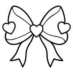 Bow with hearts Line Art