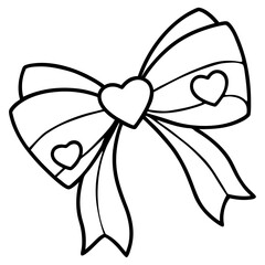 Bow with hearts Line Art