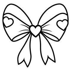 Bow with hearts Line Art