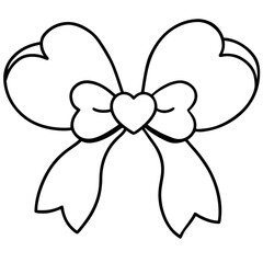 Bow with hearts Line Art